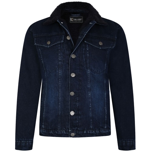 KAM Sherpa Lined Denim Jacket Indigo